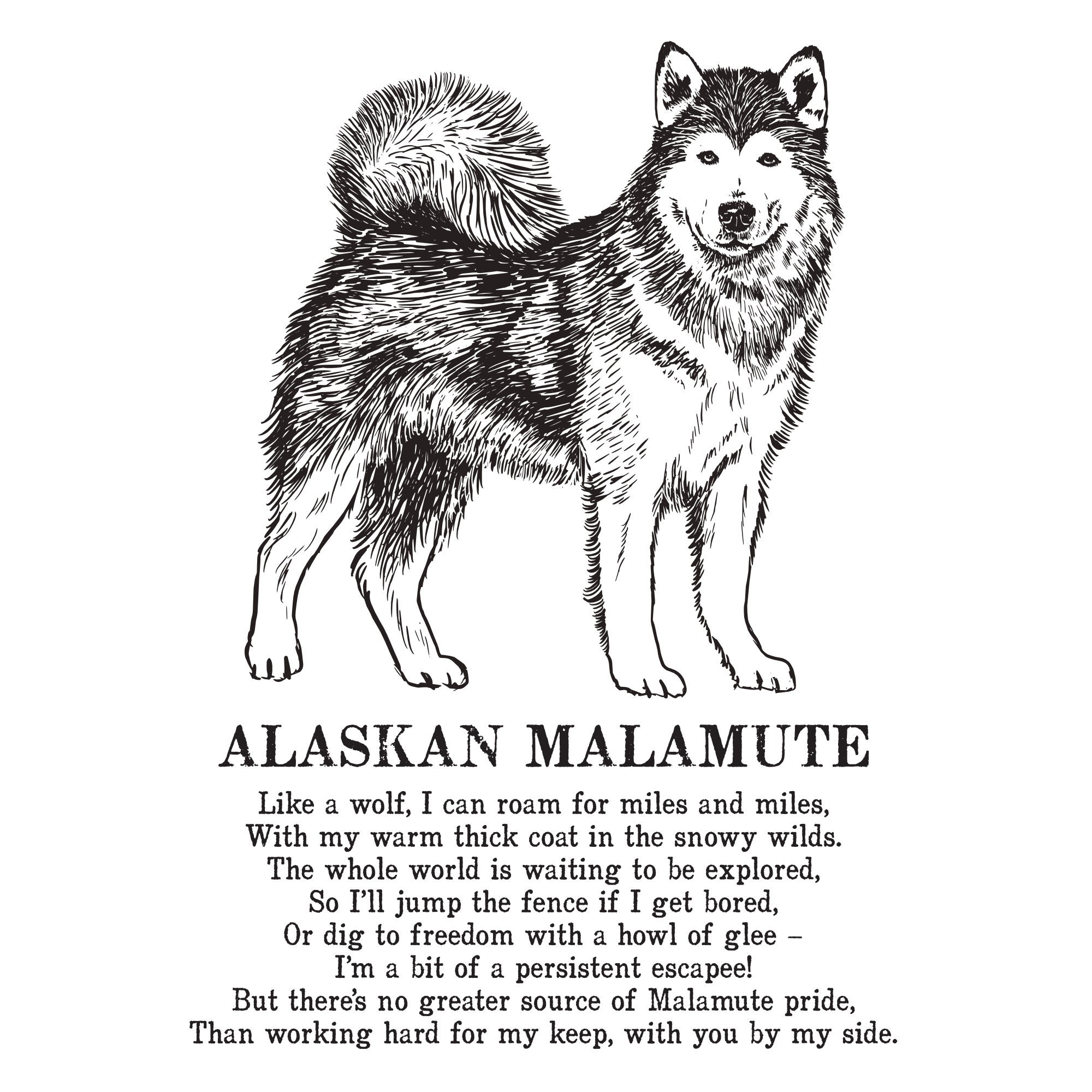 Alaskan Malamute Print Illustrated Poem | Etsy