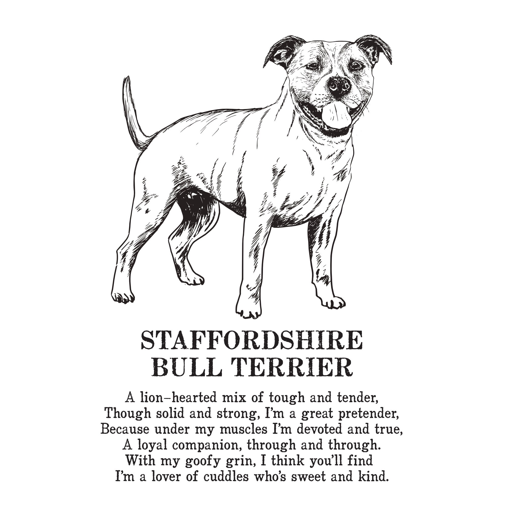 Staffordshire Bull Terrier Print Illustrated Poem Etsy