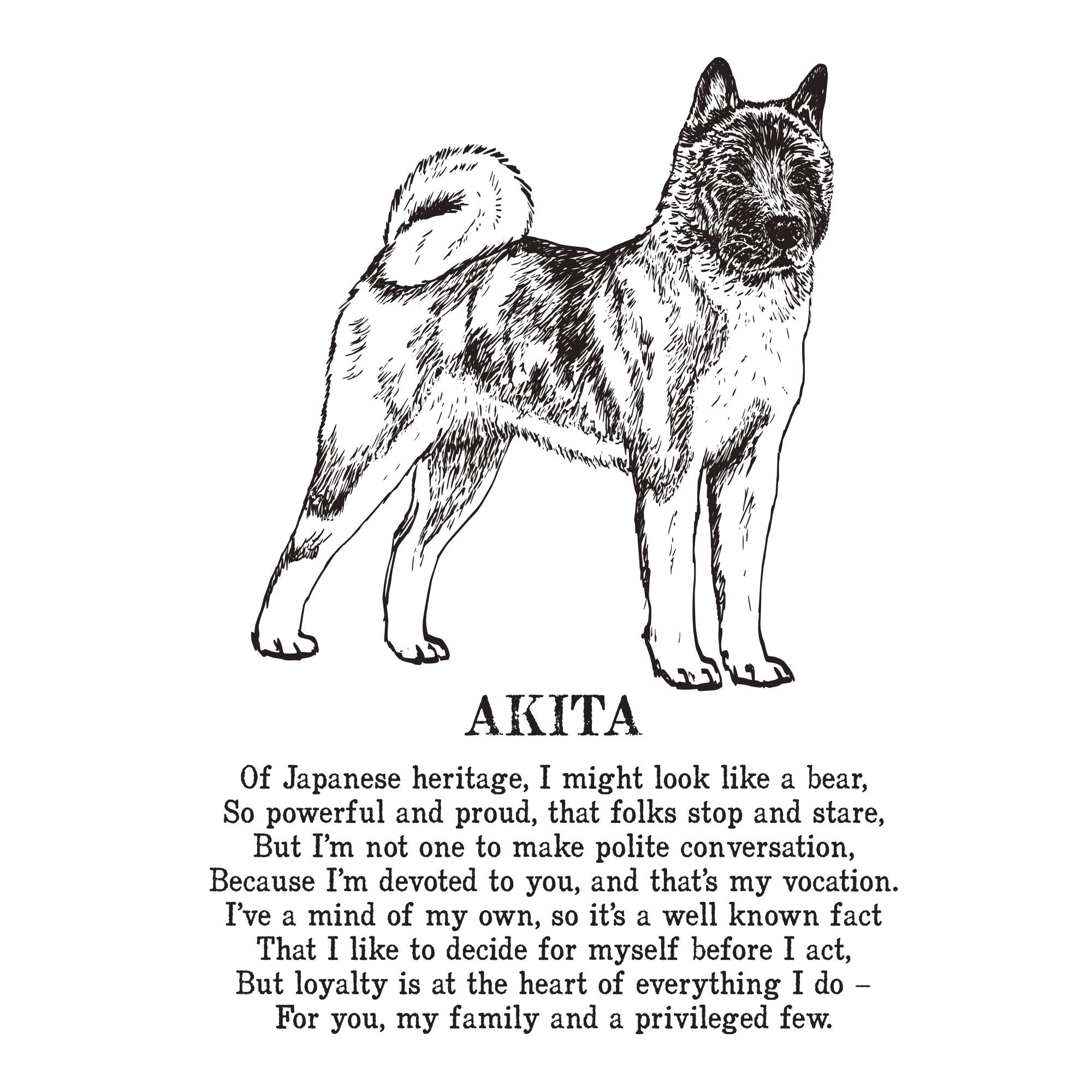 Akita Print Illustrated Poem | Etsy