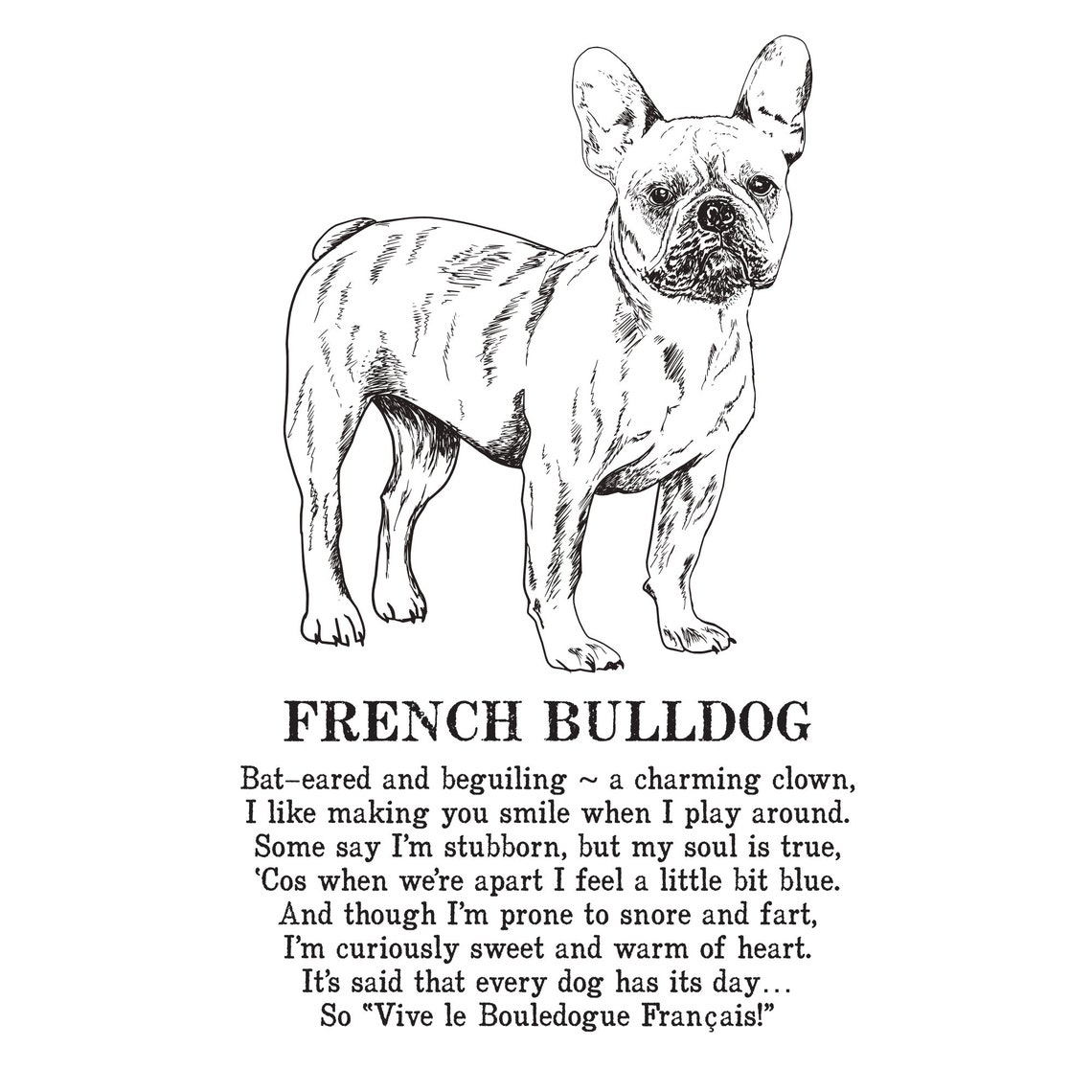 French Bulldog Print Illustrated Poem Etsy