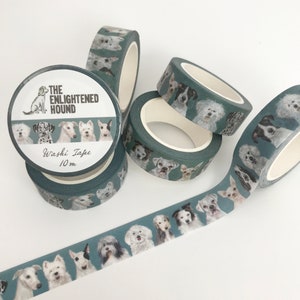Dog Washi: Black & White Dogs Decorative Paper Tape for Stationery, Bullet Journals and Scrapbooking