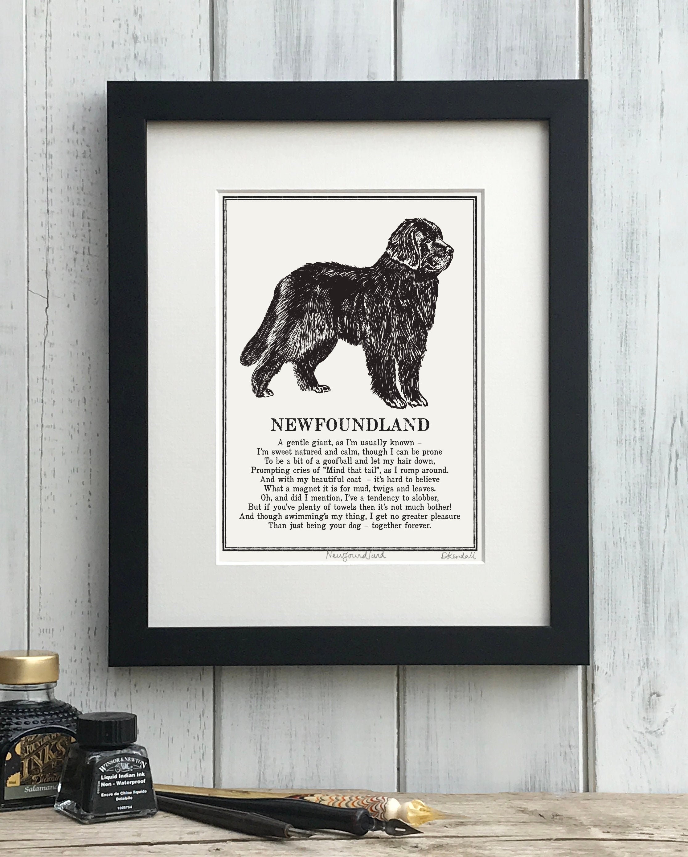 NEWFOUNDLAND DOG AND LITTLE GIRL CHARMING PRINT MOUNTED READY TO FRAME NEWFOUNDLAND DOG AND LITTLE GIRL CHARMING PRINT MOUNTED READY TO FRAME