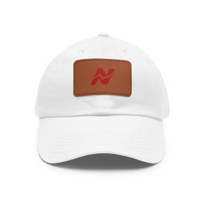 Red Wave Logo Leather Patch Dad Hat | Rectangular Patch Baseball Cap