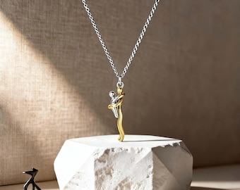 Envío gratis, Collar Abrazo Madre-Hijo - Colgante Abrazo Bicolor, Regalo para ella, Regalos, Regalo del Día de la Madre