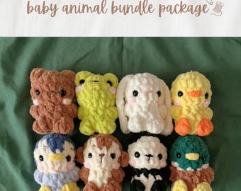 8 No-Sew Amigurumi Crochet Patterns Bundle | Baby Animals Plush Toys (PDF Download)