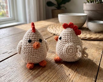 Chicken Crochet Pattern - Easy Beginner Hen Amigurumi Plush, Low Sew Easter PDF Digital Download