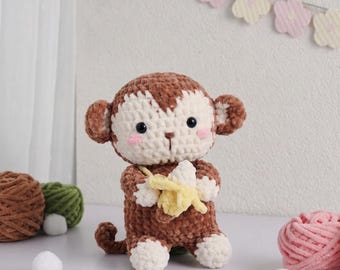 Monkey Crochet Pattern, Amigurumi Crochet Pattern, Stuffed Animal Crochet Pattern, Adorable Monkey Crochet Tutorial, PDF Crochet Pattern