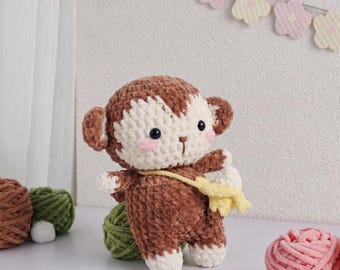 Chunky Monkey Crochet Pattern, Amigurumi Stuffed Animal Tutorial (PDF)