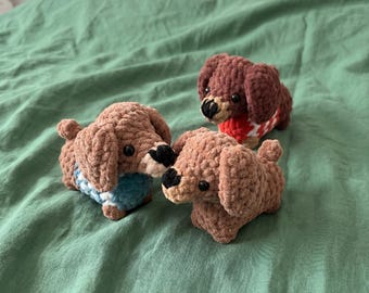 Dachshund Dog Crochet Pattern, Amigurumi Puppy PDF, Intermediate Skill Level