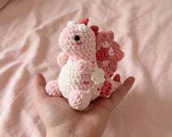 Crochet Dragon Plush, Amigurumi Pink Dragon Toy, Cute Handmade Fantasy Creature, Kawaii Mini Dragon Doll, Gift for Kids