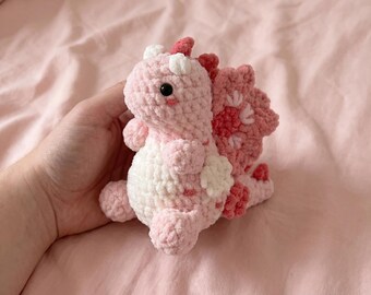 Crochet Dragon Pattern, Pink Amigurumi Toy, Fantasy Creature, Kawaii Doll (PDF Download)