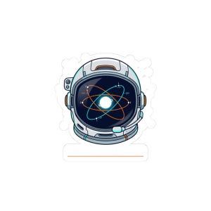 Astronaut Helmet Atom Sticker | space mission patch, science nerd decal