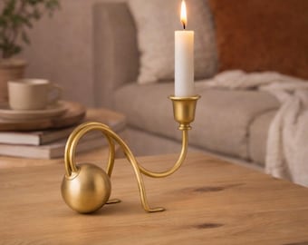 Minimalist Brass Candle Holder – Handmade Modern Table Decor