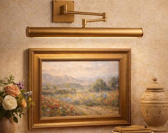 Vintage Brass Adjustable Picture Light | Handcrafted Wall Sconce for Art, Mirrors, Gallery Walls