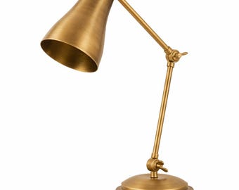 Handmade Brass Adjustable Desk Lamp – Mid Century Modern Reading Light