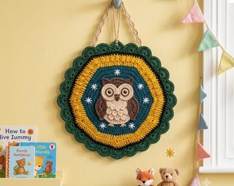 Crochet Owl Wall Hanging for Nursery: Whimsical Handmade Kids Room Decor & Soft Toy Play | Cute Baby Room Craft Idea for Creative Interiors