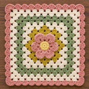 Floral Crochet Granny Square Afghan Blanket Pattern | 3D Flower Amigurumi Motif for Cozy Bedspread Home Decor Style