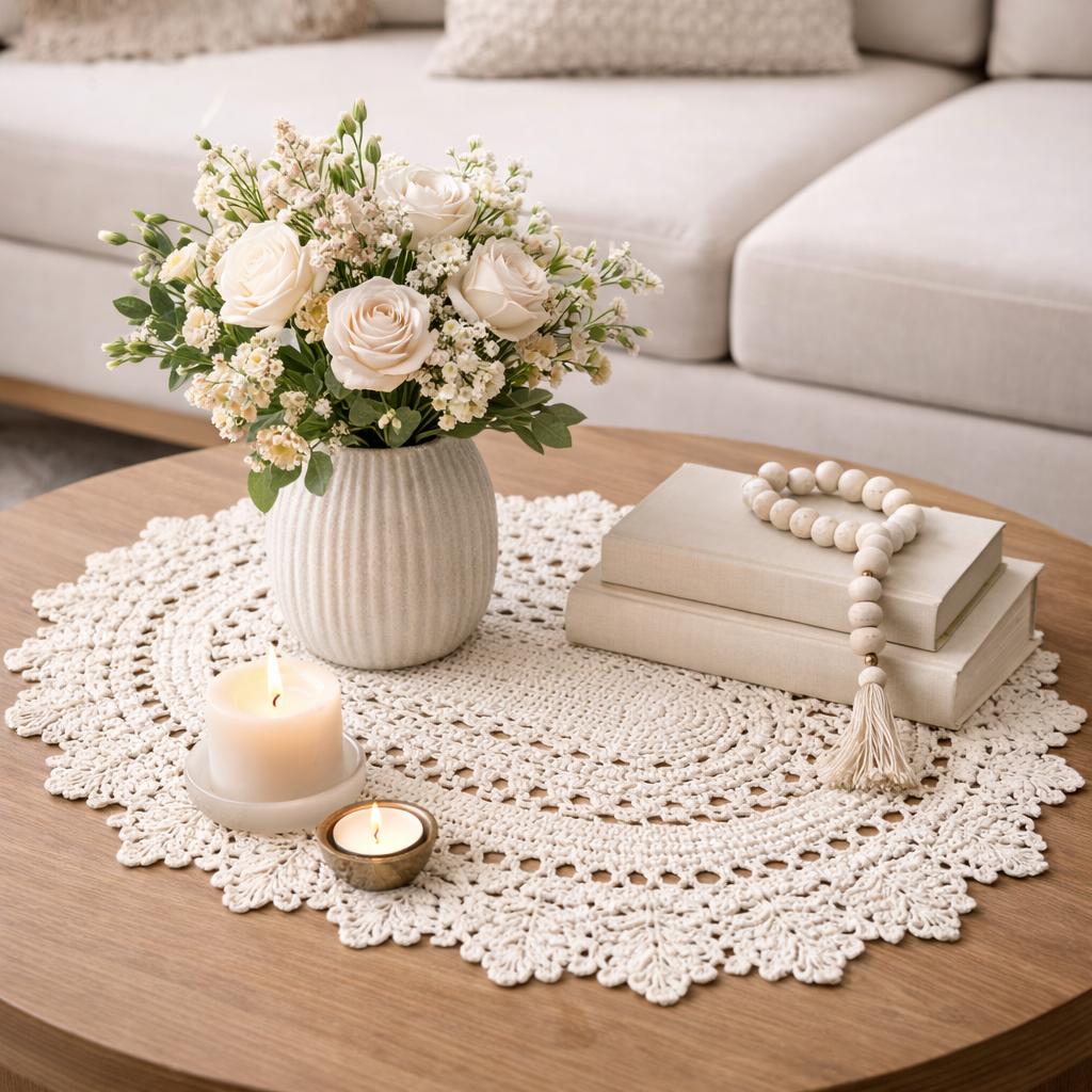 Translucent Lace Rugs Crochet Rug Oval Doily Lace Carpet Pattern PDF | Boho Floor Mat ...