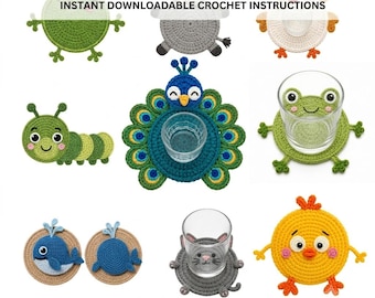 Crochet Chicken Coaster PDF Pattern Cute Animal Drink Mat & Mug Rug for Rustic Kitchen Table Decor, Unique Gift Idea