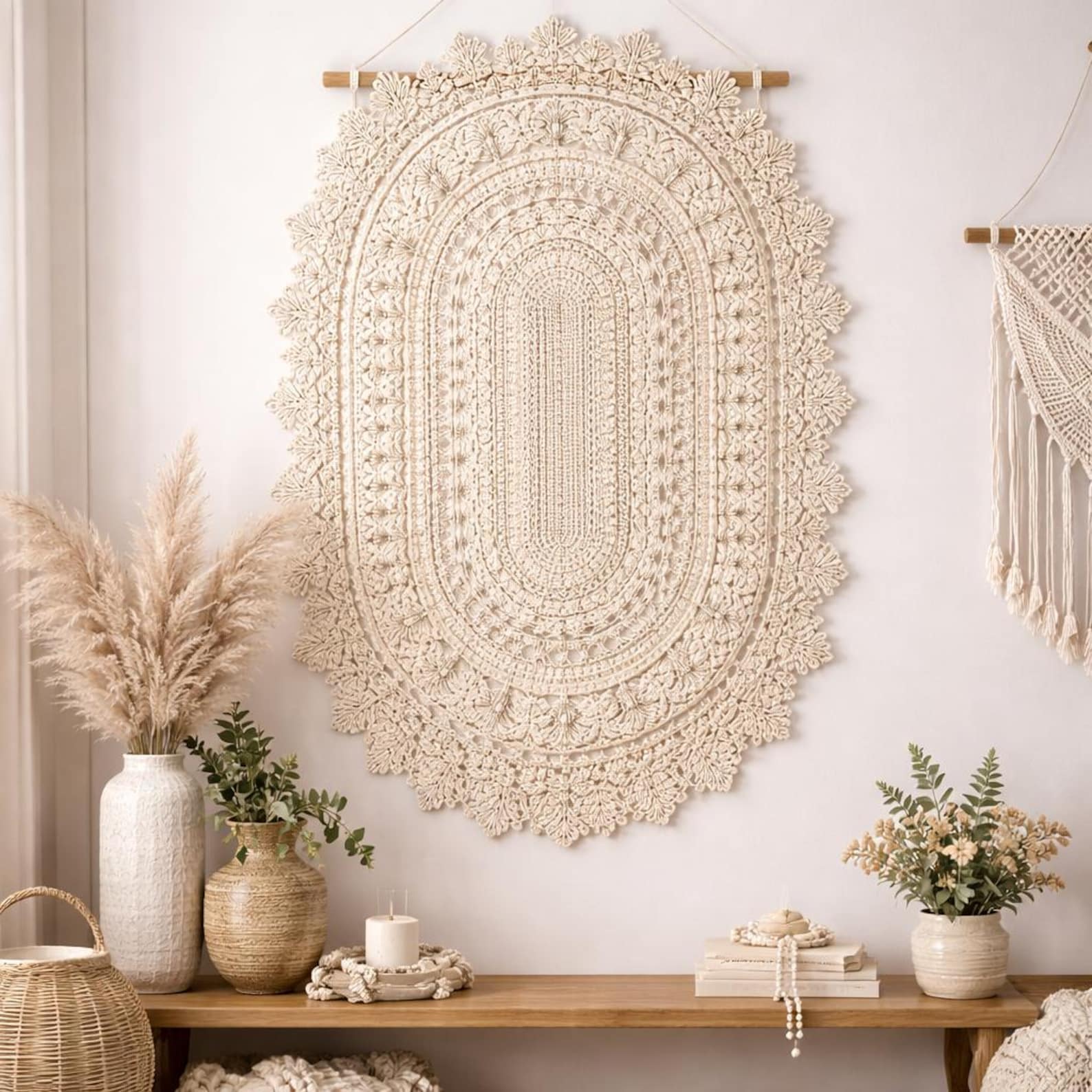 Translucent Lace Rugs Crochet Rug Oval Doily Lace Carpet Pattern PDF | Boho Floor Mat ...