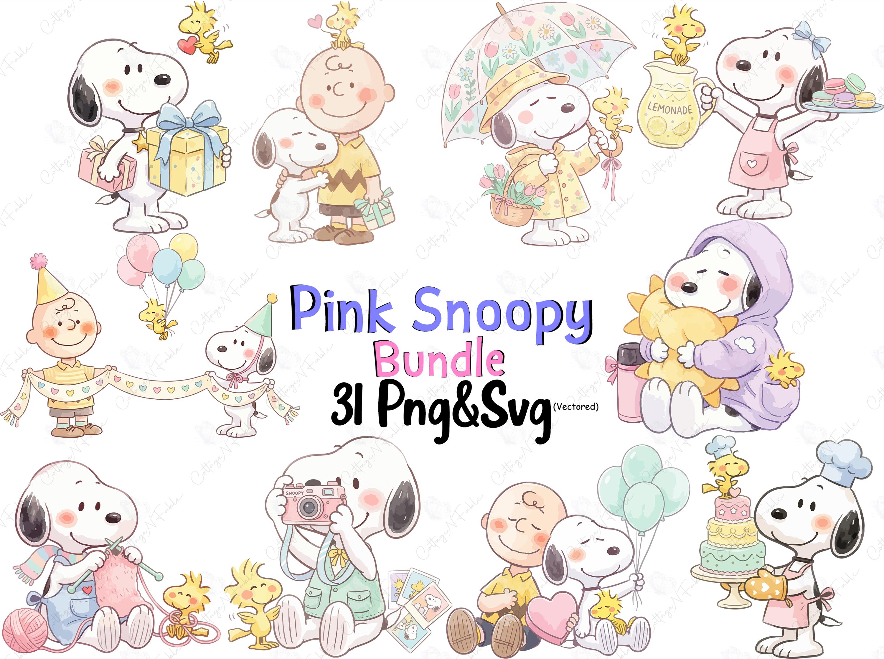 Paquete de imágenes prediseñadas PNG y SVG de Snopy rosa en acuarela ...