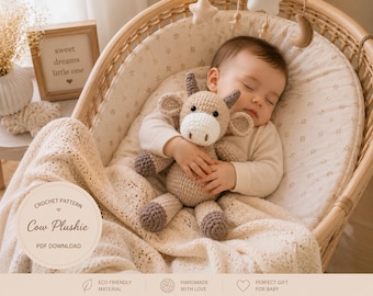 Baby Bull Plush Crochet Pattern PDF | Amigurumi Cow Pattern | Farm Animal Crochet Tutorial | Nursery Stuffed Toy | Digital Download