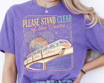 Retro Please Stand Clear of the Doors png, Disney Inspired Monorail Quote png, Disneyworld png, Magic Kingdom png, Disney Trip png