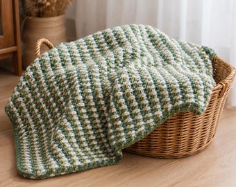 CROCHET PATTERN & Photo tutorial / Modern Crochet Blanket / The Chunky Moss Throw / Easy Crochet Afghan/ PDF Download
