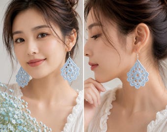 Crochet Earrings Pattern, Lace Statement Earrings Tutorial, Boho Teardrop Jewelry Pattern, Micro Crochet Tutorial, PDF Digital Download