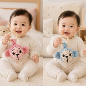 Virkat apa-babyskallramönster, Amigurumi-bitringhandledning, virkat babyleksaksmönster, Safari-barnrumspresent, PDF digital nedladdning bild 5