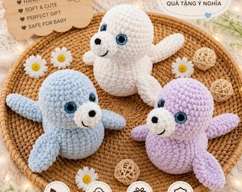 Crochet Seal Pattern, Amigurumi Baby Seal Tutorial, Cute Ocean Animal Crochet Pattern, Kawaii Seal Plushie, PDF Digital Download