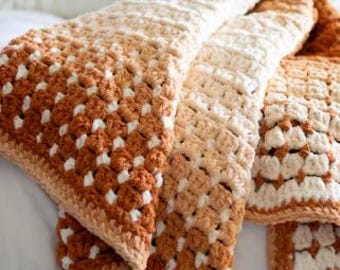 CROCHET PATTERN & Photo tutorial / Chunky Modern Crochet Blanket / The Toasted Marshmallow Throw / Easy Crochet Afghan/ PDF Download
