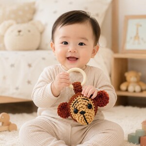 Virkat apa-babyskallramönster, Amigurumi-bitringhandledning, virkat babyleksaksmönster, Safari-barnrumspresent, PDF digital nedladdning bild 3