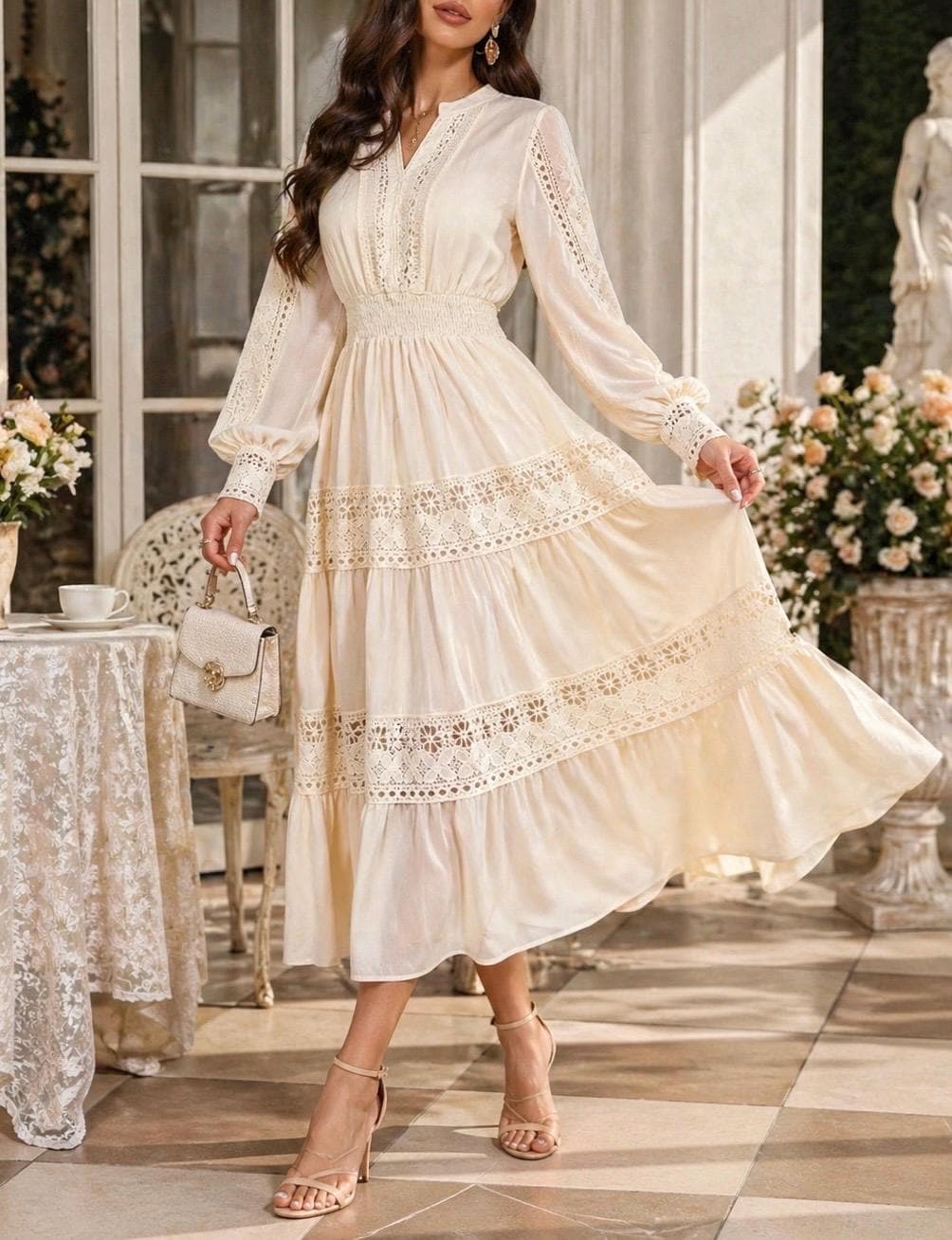 white christmas dresses Baltic Born Womens Katherine Maxi Dress | Cream + Rust Floral main image 0