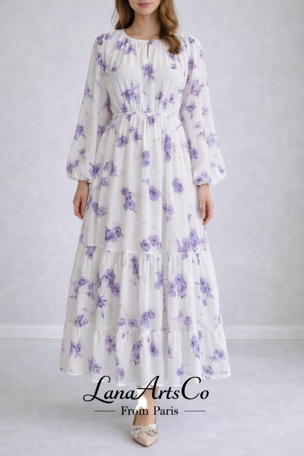 strapless open back dress MYKONOS Purple Amethyst Cut Out Long Sleeve Maxi Dress main image 1