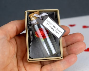 Rose In A Bottle Personalised Love Token