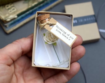 Tiny Paper Rose In A Bottle Personalised Keepsake