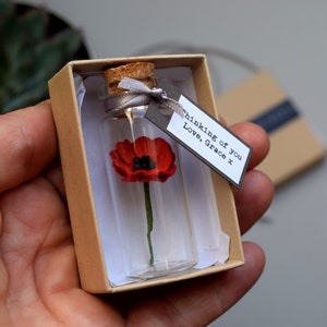 Tiny Paper Poppy In A Bottle Personalised Keepsake
