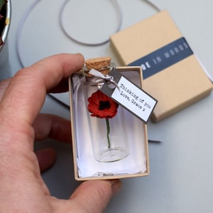 Tiny Paper Poppy In A Bottle Personalised Keepsake image 3