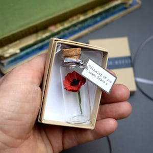 Tiny Paper Poppy In A Bottle Personalised Keepsake image 6