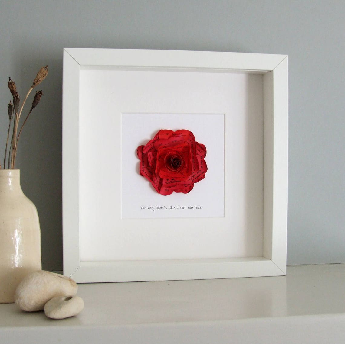 Red Rose Anniversary Gift Rose Personalized Wall Art Etsy
