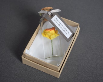 Tiny Paper Daffodil In A Bottle With Personalised Tag - alternative card - mother's day gift - easter gift - spring flower keepsake - paper