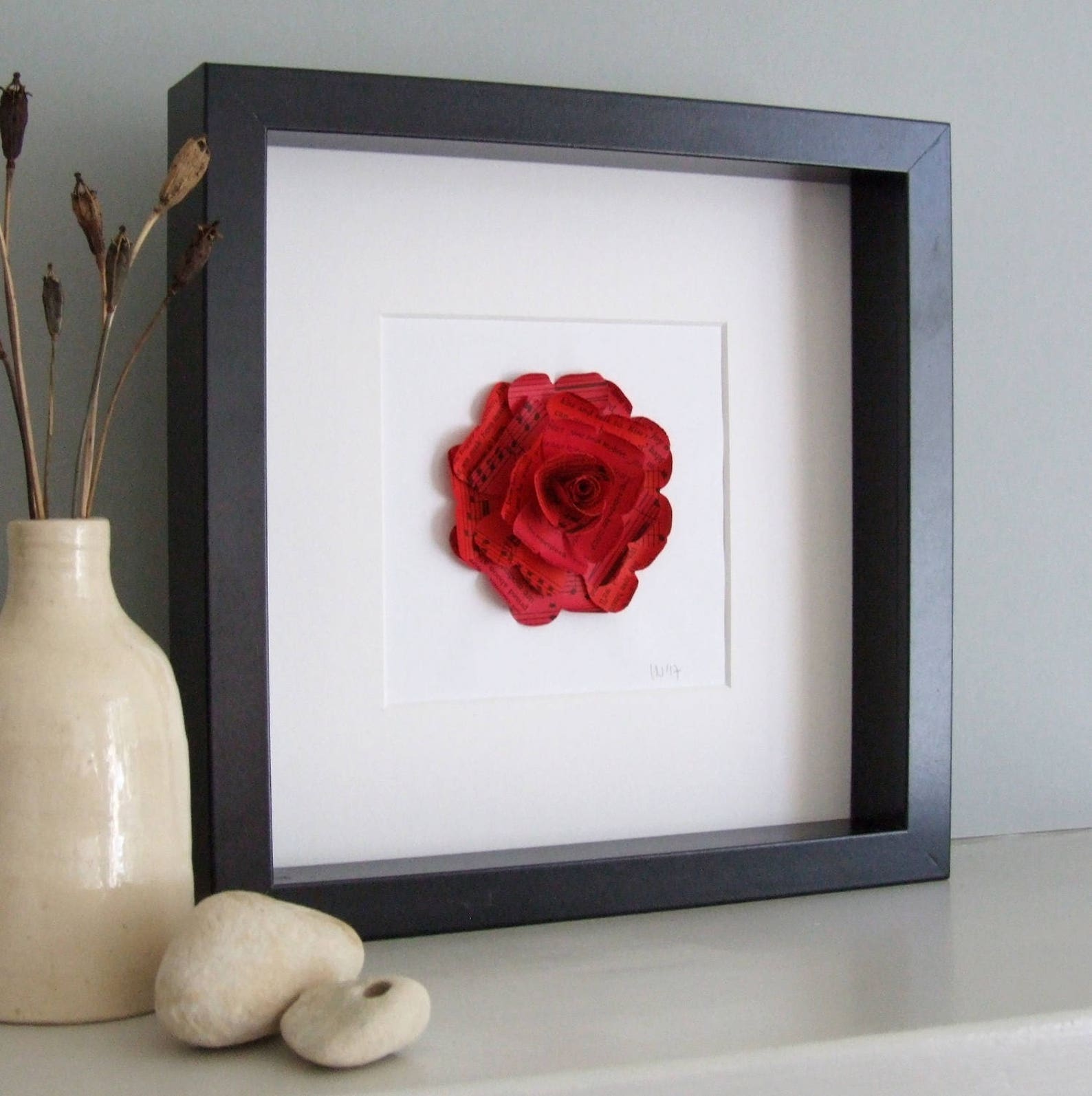 Red Rose Anniversary Gift Rose Personalized Wall Art Etsy