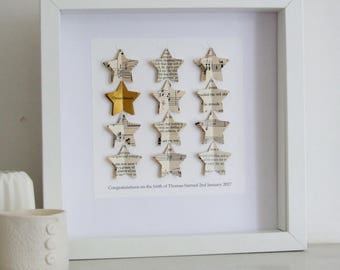 Gold Star Custom Artwork - Star Christening Personalized Gift - Star Congratulations Gift- Gold Star Graduation Gift - Star New Baby Gift