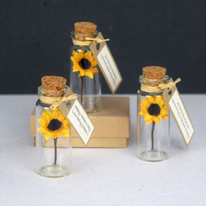 Tiny Sunflower In A Bottle With Personalised Message sunflower birthday card get well soon card mother's day gift sunshine card image 2