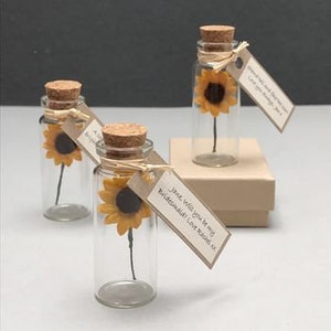 Tiny Sunflower In A Bottle With Personalised Message sunflower birthday card get well soon card mother's day gift sunshine card image 6