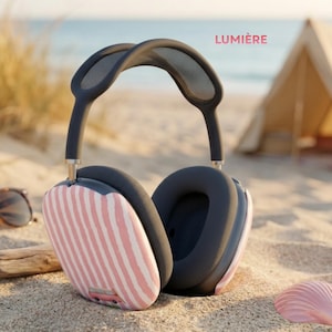 Rosa randigt Camper AirPods Max skal | Retro Van hörlursfodral