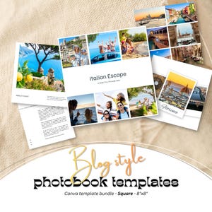 Canva Square Photo Book Template Instant Download Editable Travel Album Italy Europe Scrapbook Minimalist Modern Printable Layout