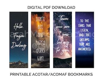 ACOTAR Bookmarks Printable, ACOMAF, A Court of Thorns and Roses, A Court of Mist and Fury, Quotes, Bookish, Fantasy, Digital Download Pdf