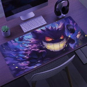 Gengar skrivbordsmatta, Pokémon Ghost spelmusmatta, XL tangentbordsmatta, Haunter spelmatta, Ghost Pokémon skrivbordsdekor, spelpresent